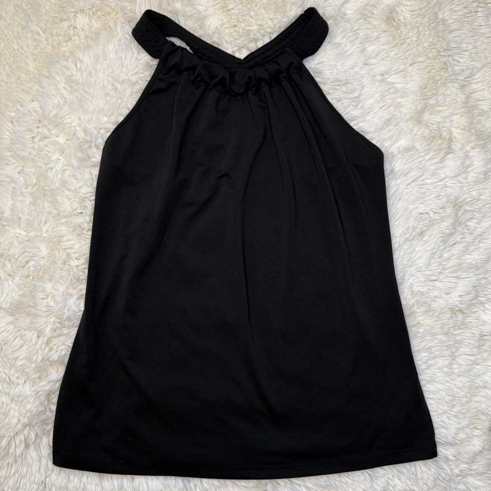 Cache Black High Neck Halter Sleeveless Top